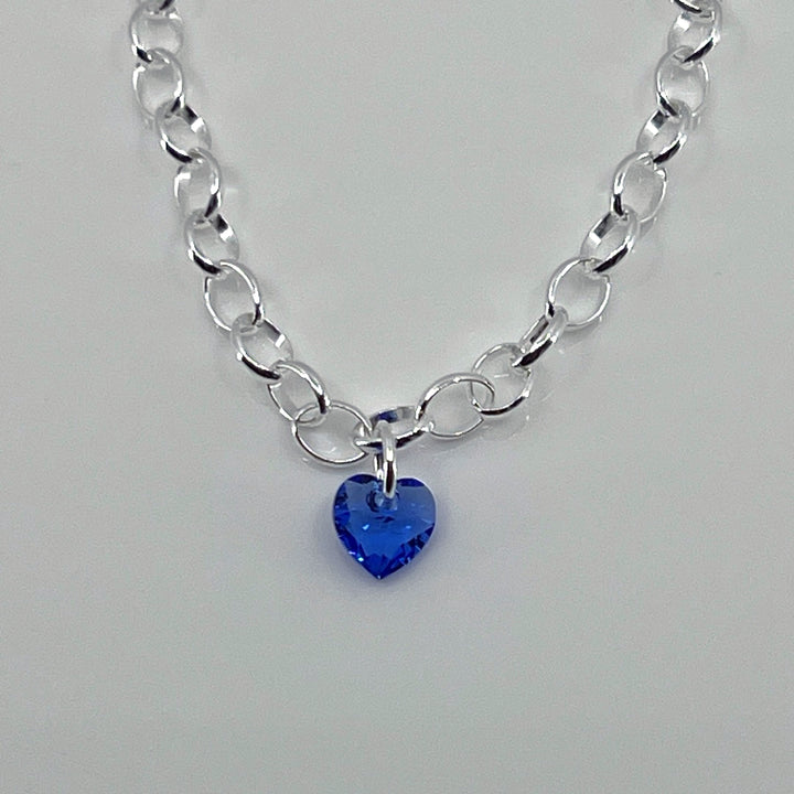 AQLAPERLIS JEWELLERY Sapphire Blue Crystal Heart Bracelet