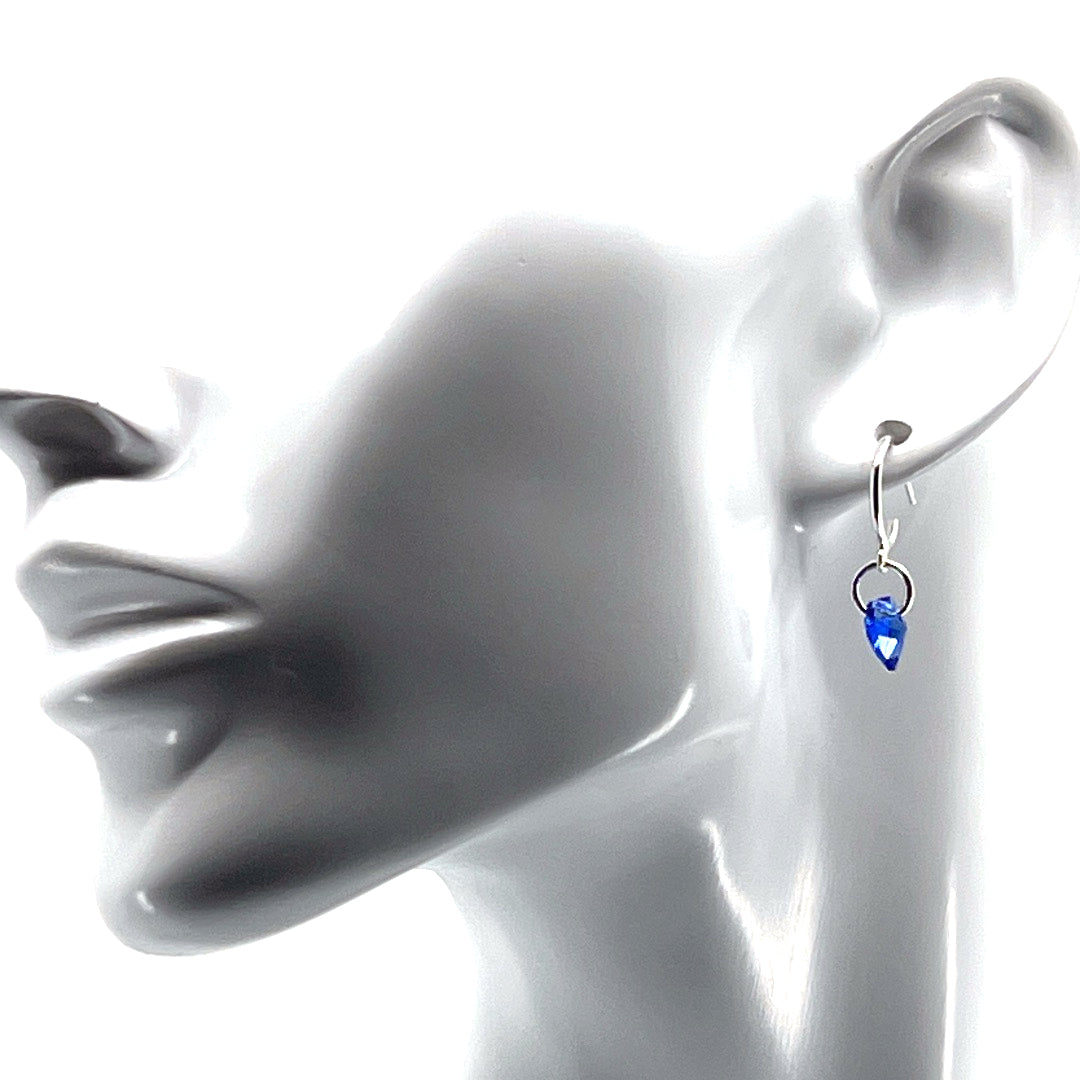 AQLAPERLIS JEWELLERY Sapphire Blue Crystal Heart Hoop Earrings