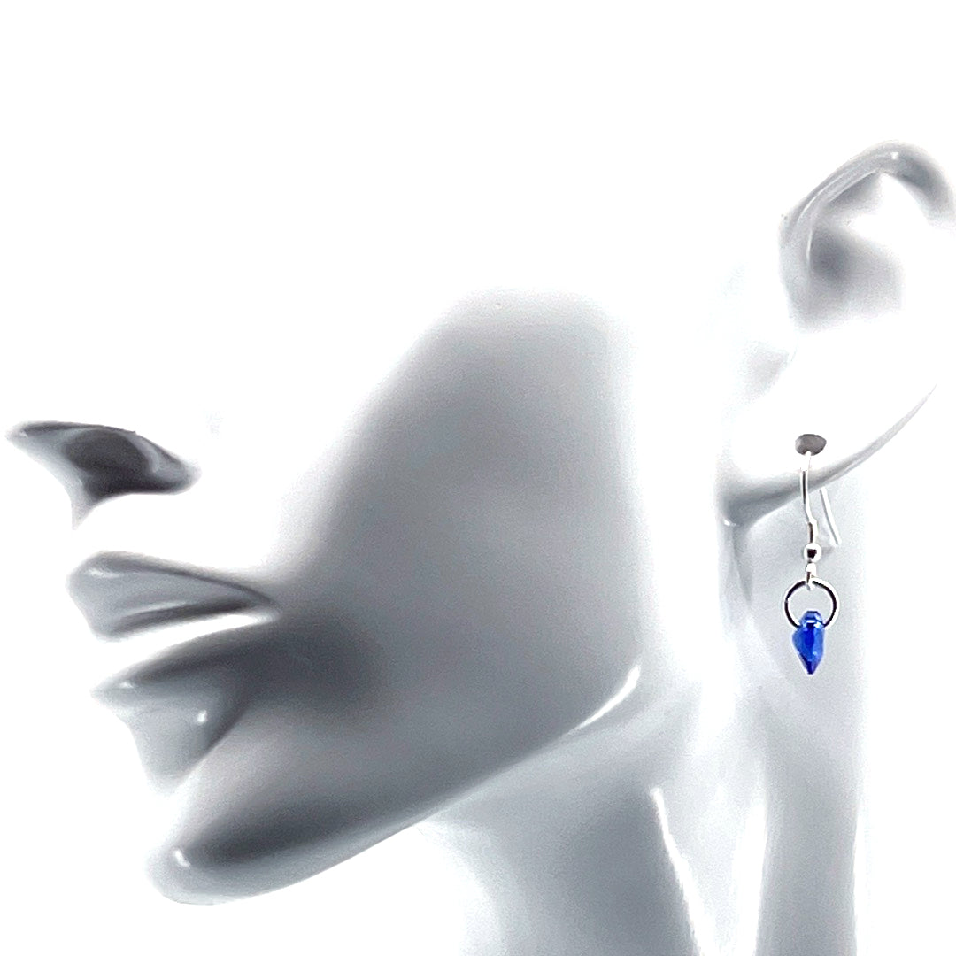 AQLAPERLIS JEWELLERY Sapphire Blue Crystal Heart Wires Earrings