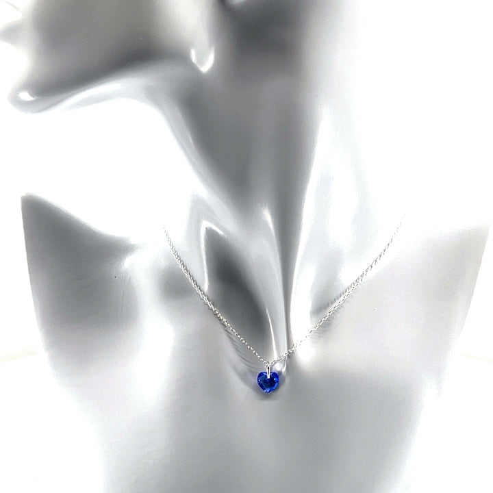 AQLAPERLIS JEWELLERY Sapphire Blue Crystal Heart Necklace