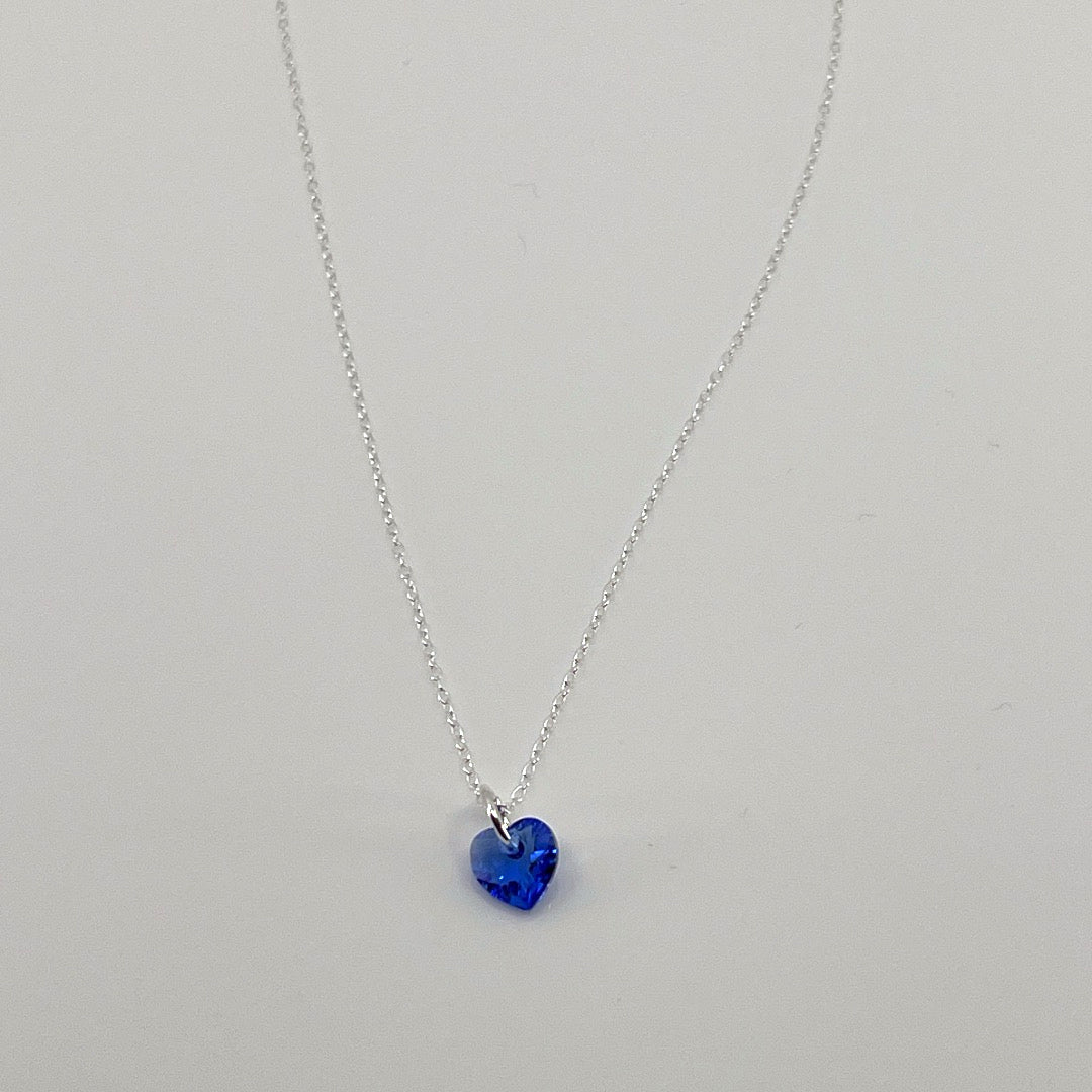 AQLAPERLIS JEWELLERY Sapphire Blue Crystal Heart Necklace