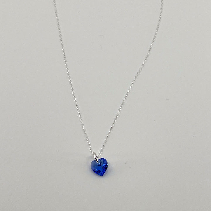 AQLAPERLIS JEWELLERY Sapphire Blue Crystal Heart Necklace