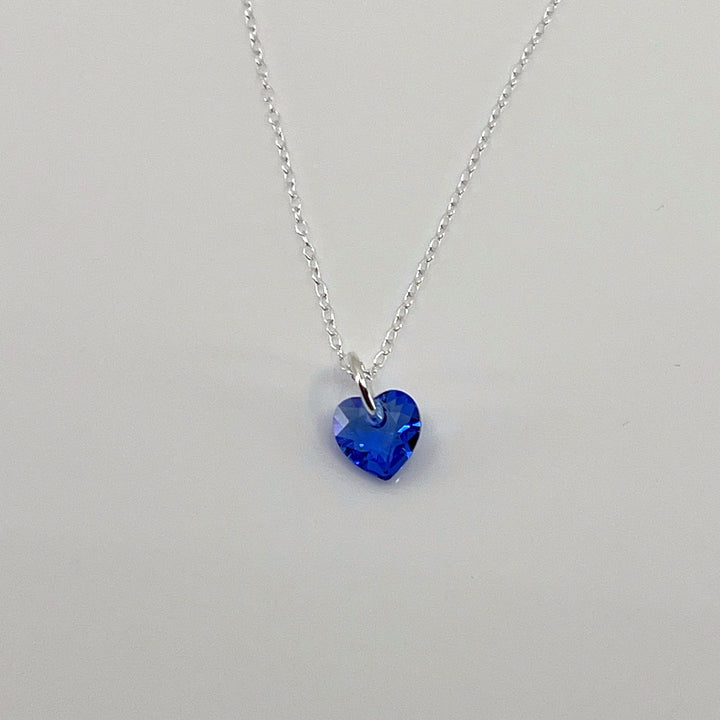 AQLAPERLIS JEWELLERY Sapphire Blue Crystal Heart Necklace