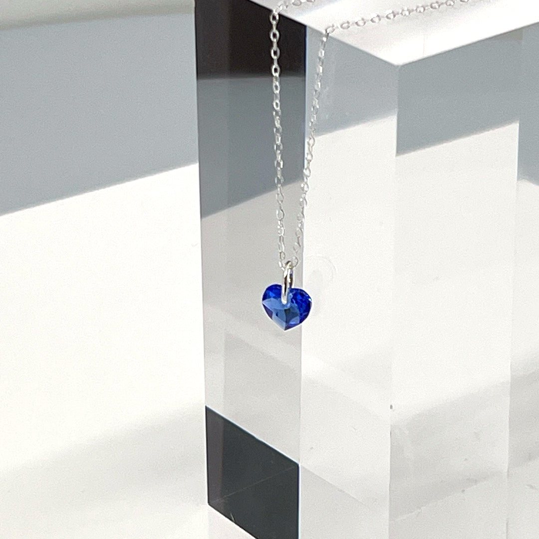 AQLAPERLIS JEWELLERY Sapphire Blue Crystal Heart Necklace