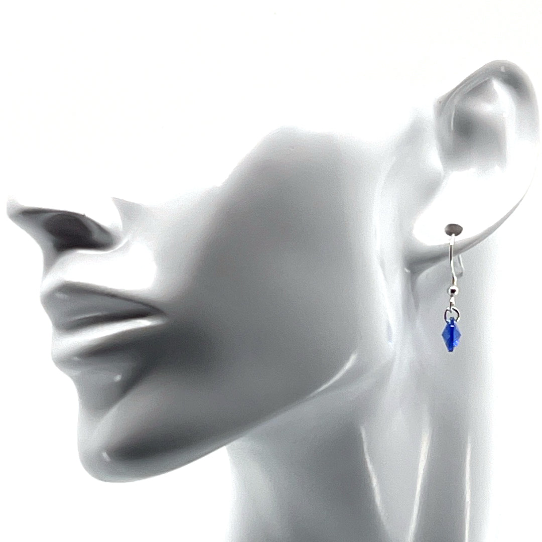 AQLAPERLIS JEWELLERY Sapphire Blue Round Cut Crystal Wires Earrings