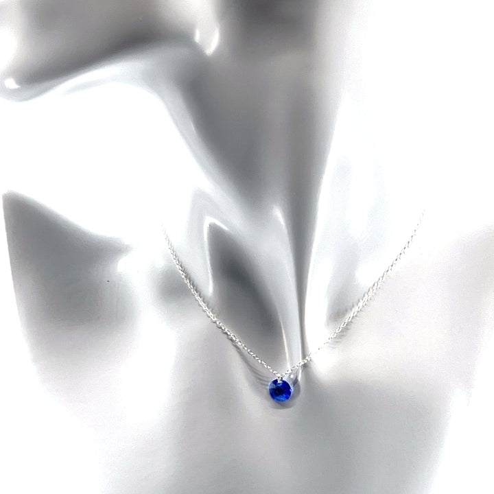 Aqlaperlis Jewellery: Sapphire Blue Round Cut Crystal Necklace