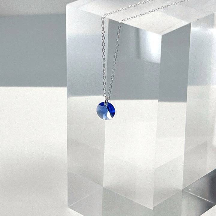 Aqlaperlis Jewellery: Sapphire Blue Round Cut Crystal Necklace