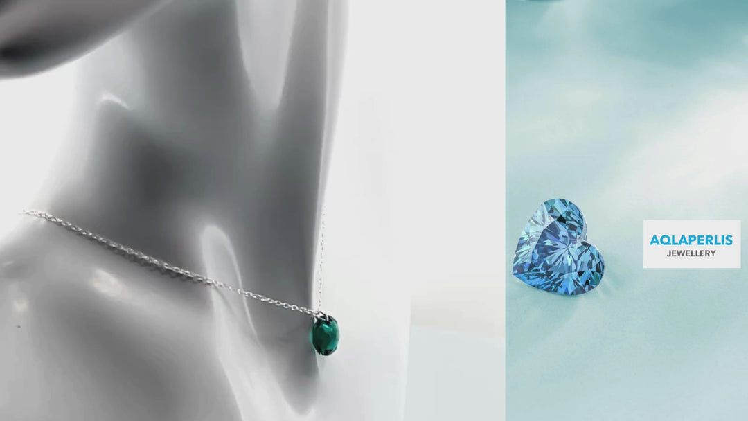 Aqlaperlis Jewellery: May Emerald Birthstone Crystal Necklace Sterling Silver