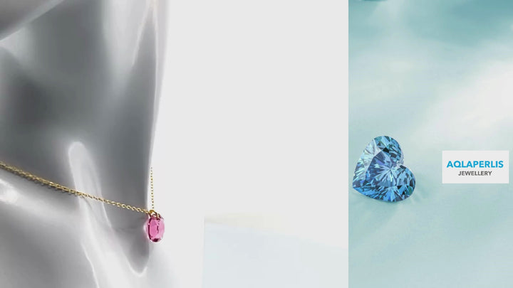 Aqlaperlis Jewellery: October Rose Birthstone Crystal Necklace Gold Vermeil