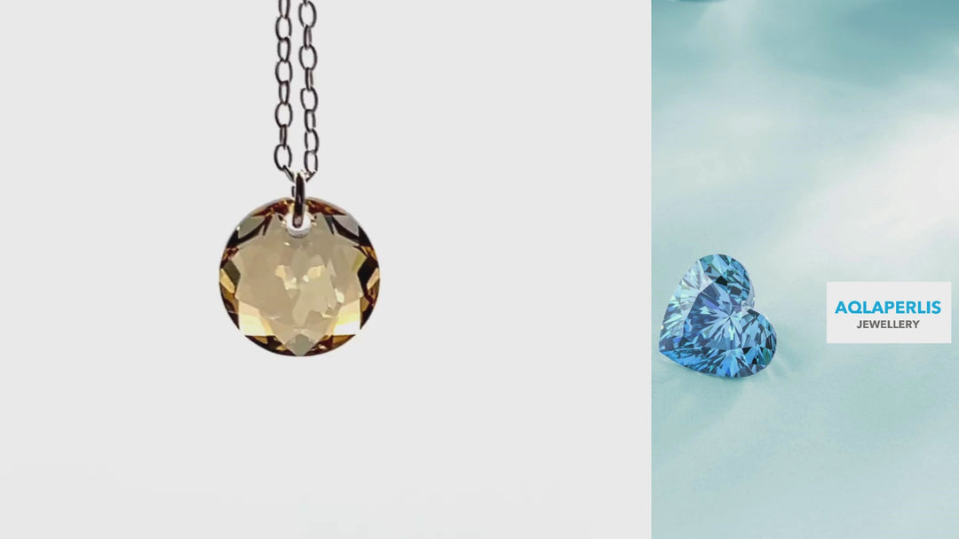 Aqlaperlis Jewellery: November Topaz Birthstone Crystal Necklace Sterling Silver