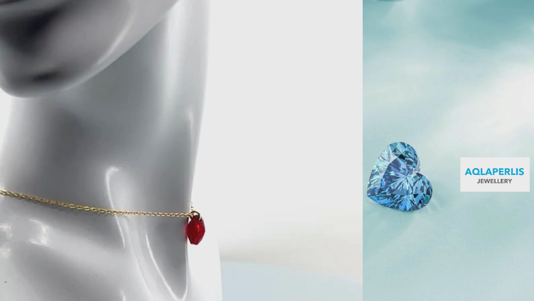 Aqlaperlis Jewellery: July Ruby Birthstone Crystal Necklace Gold Vermeil