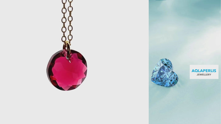 Aqlaperlis Jewellery: January Garnet Birthstone Crystal Necklace Gold Vermeil