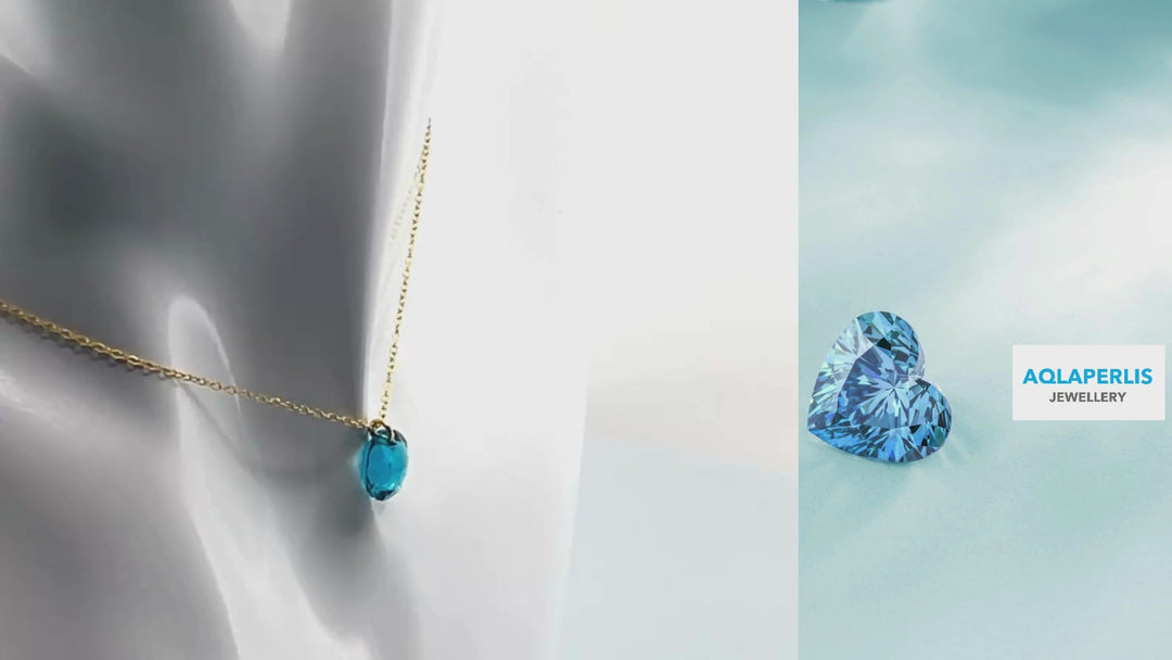 Aqlaperlis Jewellery: December  Blue Zircon Birthstone Crystal Necklace Gold Vermeil