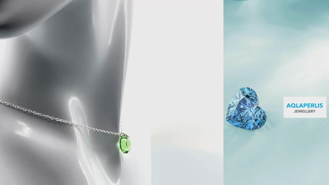 Aqlaperlis Jewellery: August Peridot Birthstone Crystal Necklace Sterling Silver
