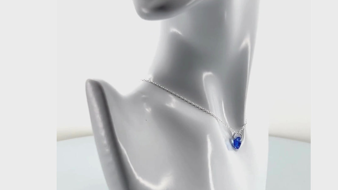 AQLAPERLIS JEWELLERY Sapphire Blue Crystal Heart Necklace