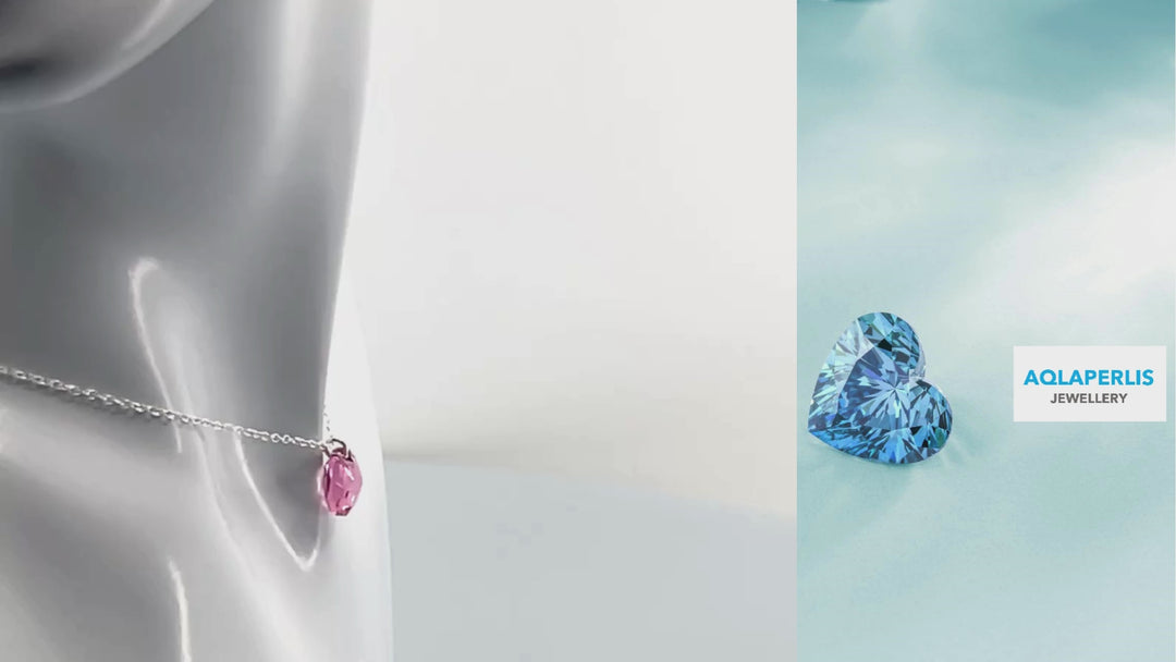Aqlaperlis Jewellery: October Rose Birthstone Crystal Necklace Sterling Silver