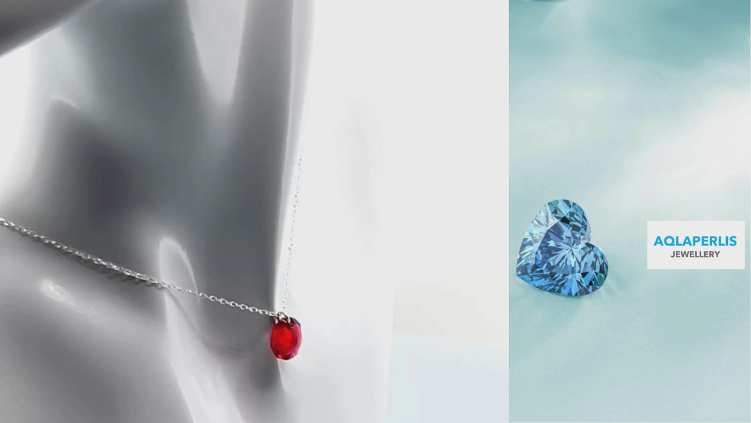 Aqlaperlis Jewellery: January Garnet Birthstone Crystal Necklace Sterling Silver