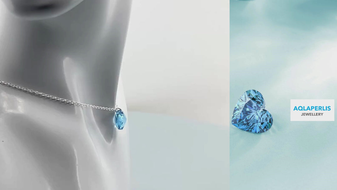 Aqlaperlis Jewellery: March Aquamarine Birthstone Crystal Necklace Sterling Silver