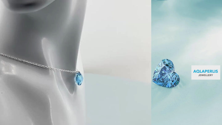 Aqlaperlis Jewellery: March Aquamarine Birthstone Crystal Necklace Sterling Silver