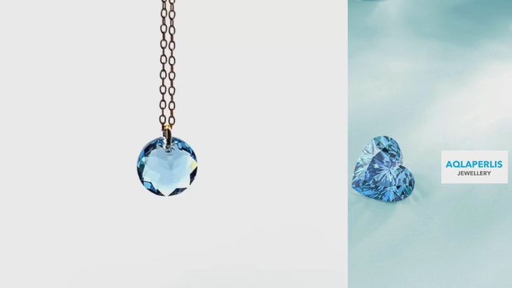 Aqlaperlis Jewellery: March Aquamarine Birthstone Crystal Necklace Gold Vermeil