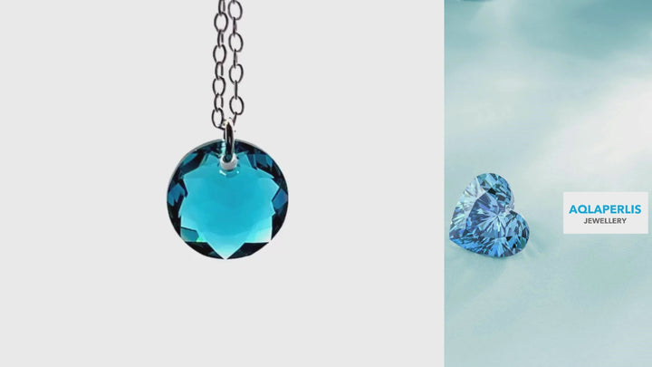 Aqlaperlis Jewellery: December  Blue Zircon Birthstone Crystal Necklace Sterling Silver