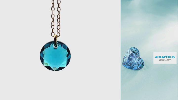 Aqlaperlis Jewellery: December  Blue Zircon Birthstone Crystal Necklace Gold Vermeil
