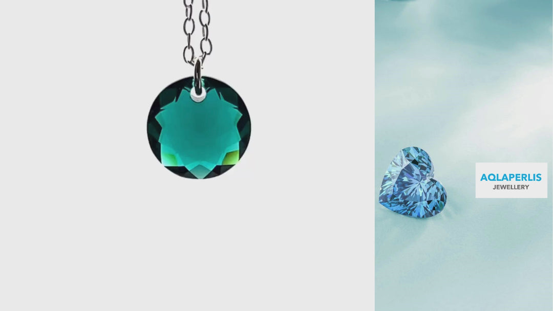Aqlaperlis Jewellery: May Emerald Birthstone Crystal Necklace Sterling Silver
