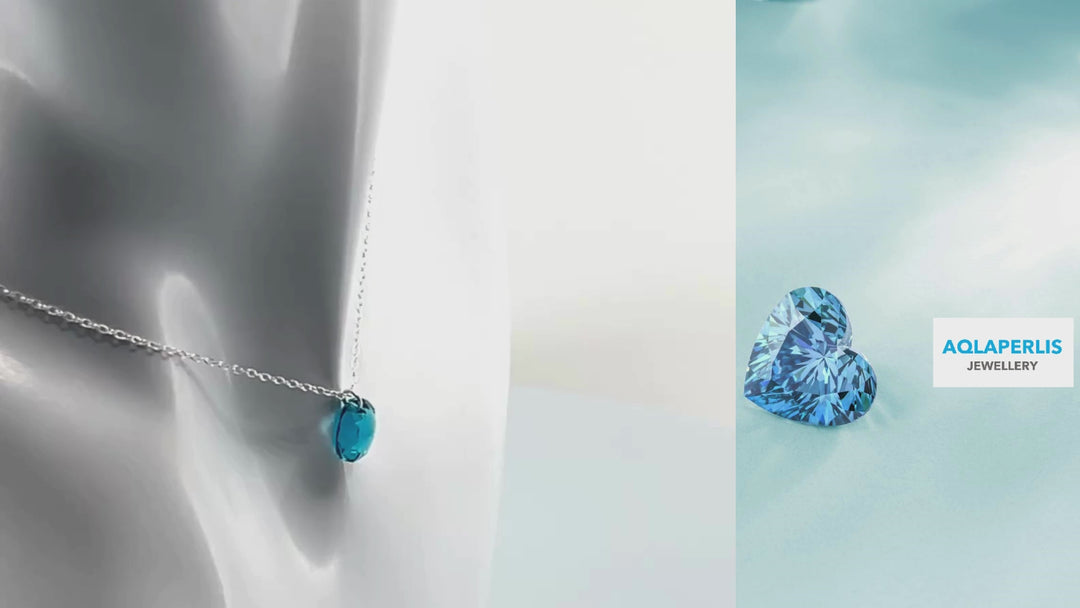 Aqlaperlis Jewellery: December  Blue Zircon Birthstone Crystal Necklace Sterling Silver