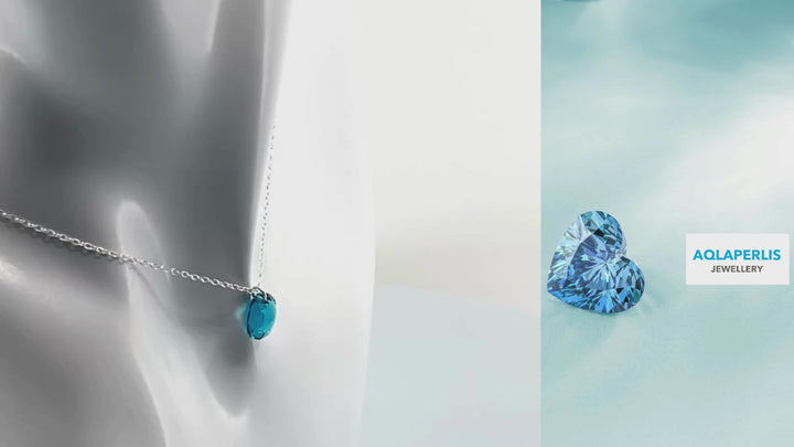 Aqlaperlis Jewellery: December  Blue Zircon Birthstone Crystal Necklace Sterling Silver
