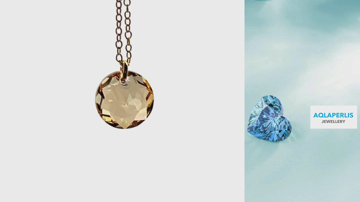 Aqlaperlis Jewellery: November Topaz Birthstone Crystal Necklace Gold Vermeil