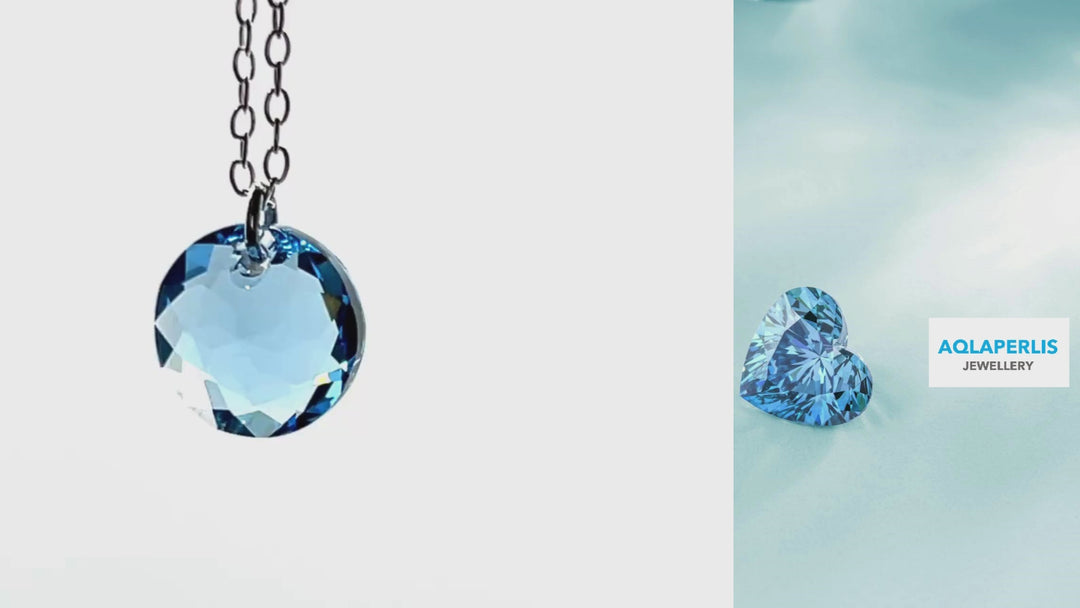 Aqlaperlis Jewellery: March Aquamarine Birthstone Crystal Necklace Sterling Silver