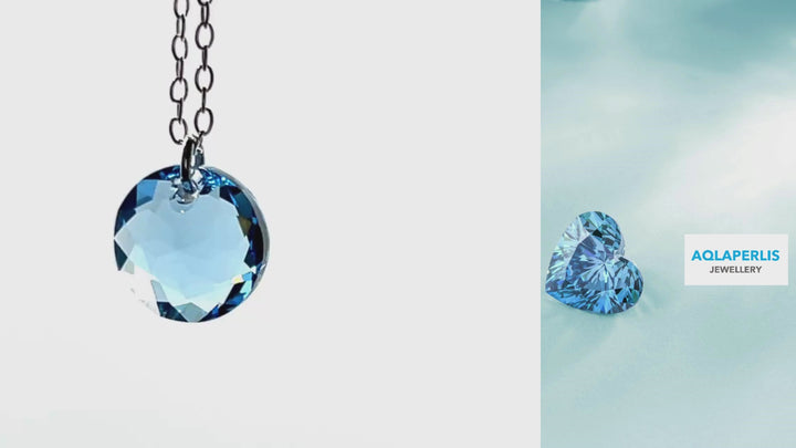 Aqlaperlis Jewellery: March Aquamarine Birthstone Crystal Necklace Sterling Silver