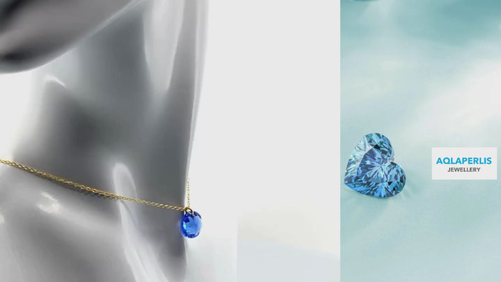 Aqlaperlis Jewellery: September Sapphire Birthstone Crystal Necklace Gold Vermeil