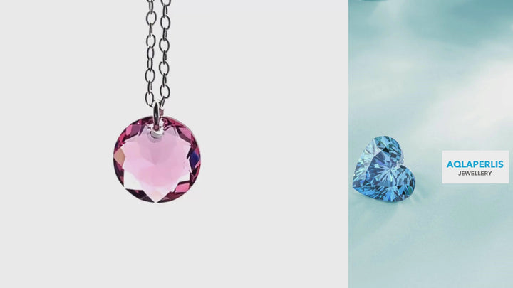Aqlaperlis Jewellery: October Rose Birthstone Crystal Necklace Sterling Silver