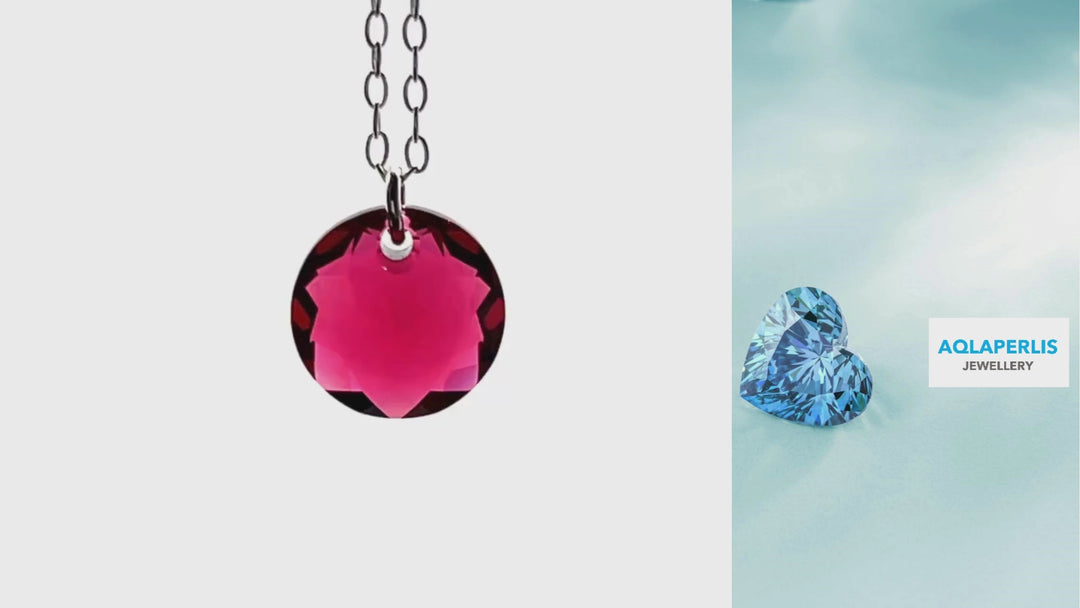 Aqlaperlis Jewellery: January Garnet Birthstone Crystal Necklace Sterling Silver