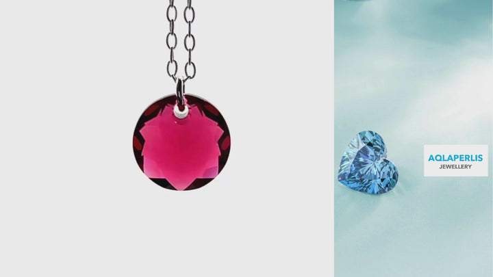 Aqlaperlis Jewellery: January Garnet Birthstone Crystal Necklace Sterling Silver