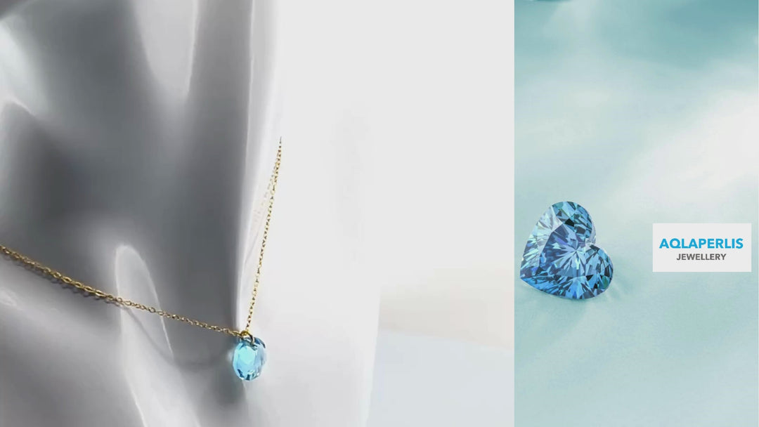 Aqlaperlis Jewellery: March Aquamarine Birthstone Crystal Necklace Gold Vermeil