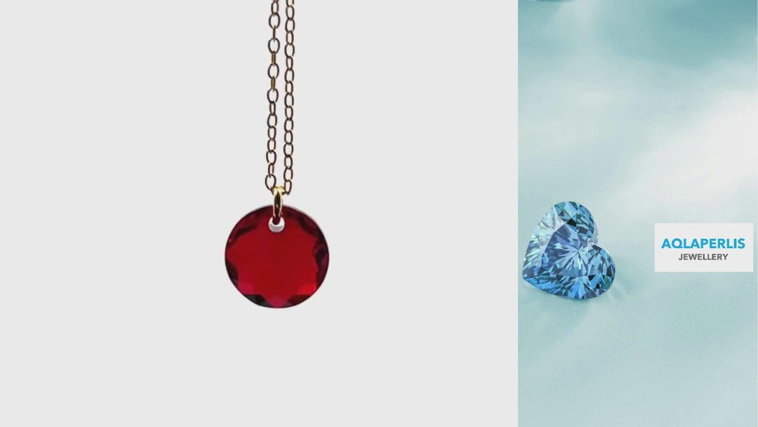 Aqlaperlis Jewellery: July Ruby Birthstone Crystal Necklace Gold Vermeil