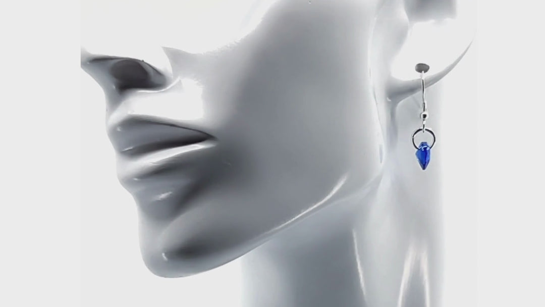 AQLAPERLIS JEWELLERY Sapphire Blue Crystal Heart Wires Earrings