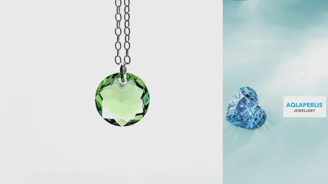 Aqlaperlis Jewellery: August Peridot Birthstone Crystal Necklace Sterling Silver