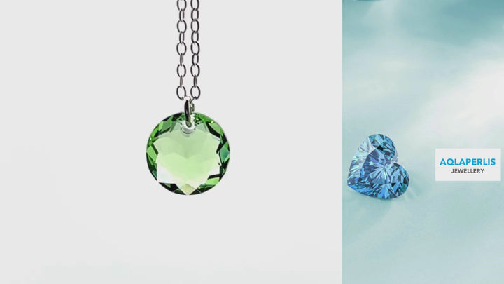 Aqlaperlis Jewellery: August Peridot Birthstone Crystal Necklace Sterling Silver